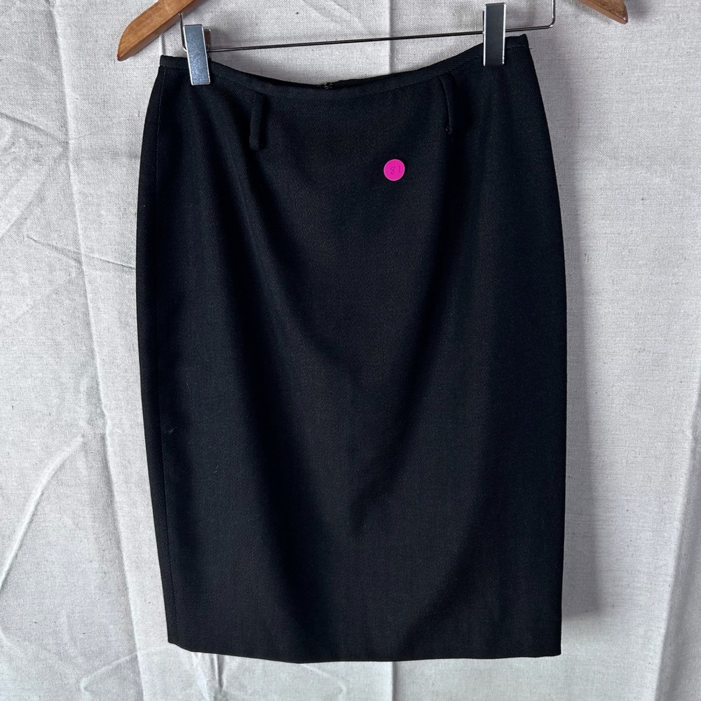 Linda Allard Ellen Tracy Black 100% Wool Pencil Skirt Size 4 Career Wear - Picture 1 of 5